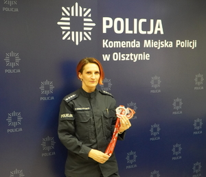 Reprezentantka Komendy Miejskiej Policji z Olsztynie w czasie Mistrzostw Polskich Służb Mundurowych w Badmintonie