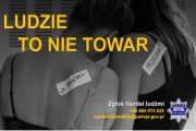 Zdjęcie przedstawia plakat promujący akcję "Ludzie to nie towar".