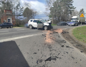 Zdjęcie przedstawia miejsce zdarzenia drogowego na DK 51.