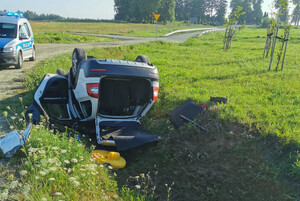 Zdjęcie przedstawia miejsce zdarzenia drogowego w pobliżu m. Gryźliny.