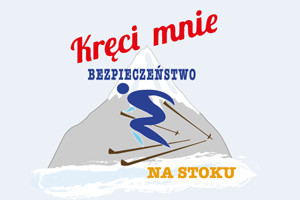 Logo akcji. Rysunek przedstawiający narciarza i nazwa akcji