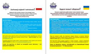 Ulotki przeznaczone dla uchodźców z Ukrainy.