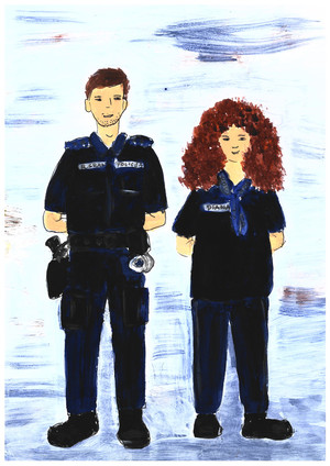 Zdjęcie przedstawia portret umundurowanego policjanta oraz kobiety.