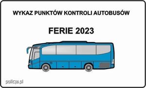 Zdjęcie przedstawia niebieski autobus- wykaz kontroli punktów autobusów 2023.