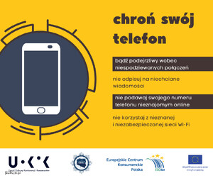 Zdjęcie przedstawia zasady w jaki sposób należy chronić swój telefon przed oszustwem.