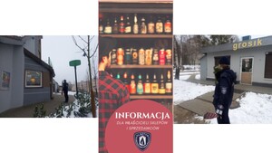 Zdjęcie przedstawia kontrole placówek handlowych.