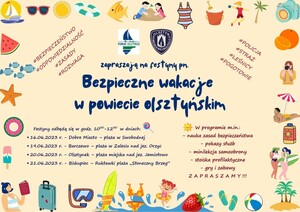 PLAKAT BEZPIECZNE WAKACJE W POWIECIE OLSZTYŃSKIM