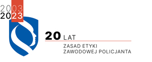 20 lat etyki zawodowej policjanta - napis na zdjęciu.
