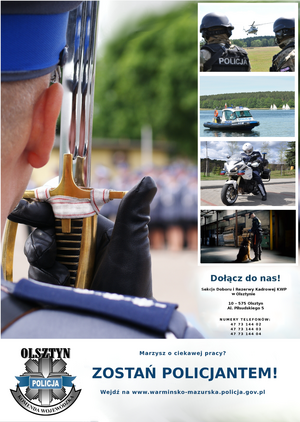 Źródło KWP Olsztyn- plakat dobór do służby