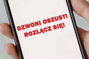 Zdjęcie z napisem DZWONI OSZUST ROZŁĄCZ SIĘ- Źródło KWP Olsztyn